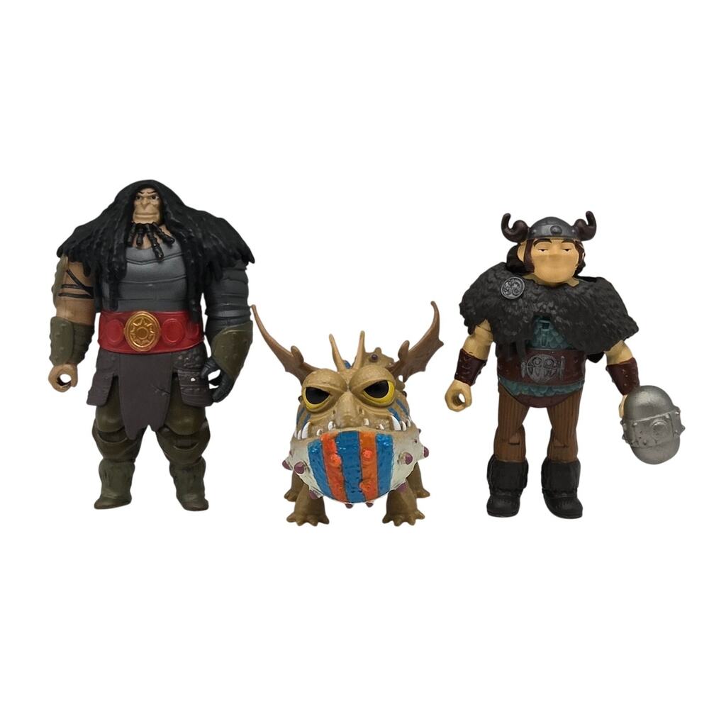 Dreamworks How To Train Your Dragon Figure Lot Drago Berk Snotlout W/ Weapon